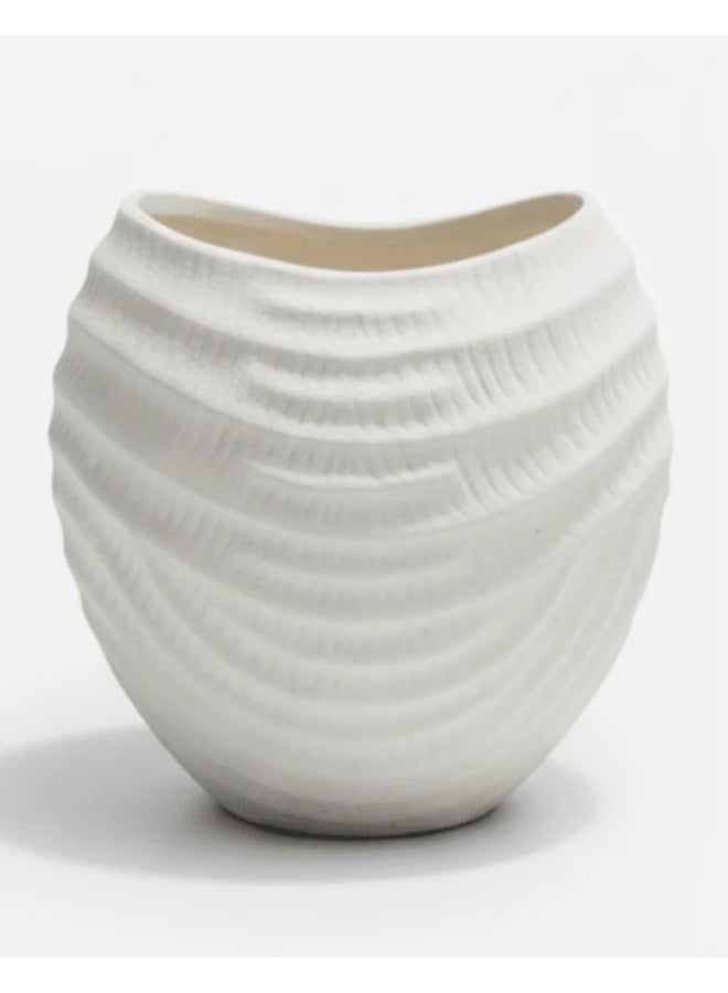 AKDC Premium Modern Ceramic Decorative Vase – Elegant White Unique Sculptural Design, 17 × 12 cm - Image 1